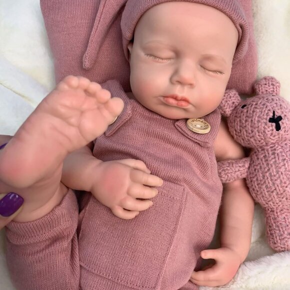 🆕18 inch Lifelike Full Silicone Baby Doll Girl Open Mouth Realistic Reborn Doll - Picture 10 of 11